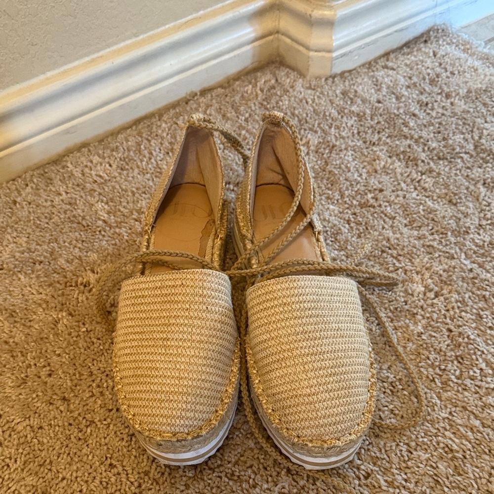 Jennifer Lopez Tan Espadrille Flats